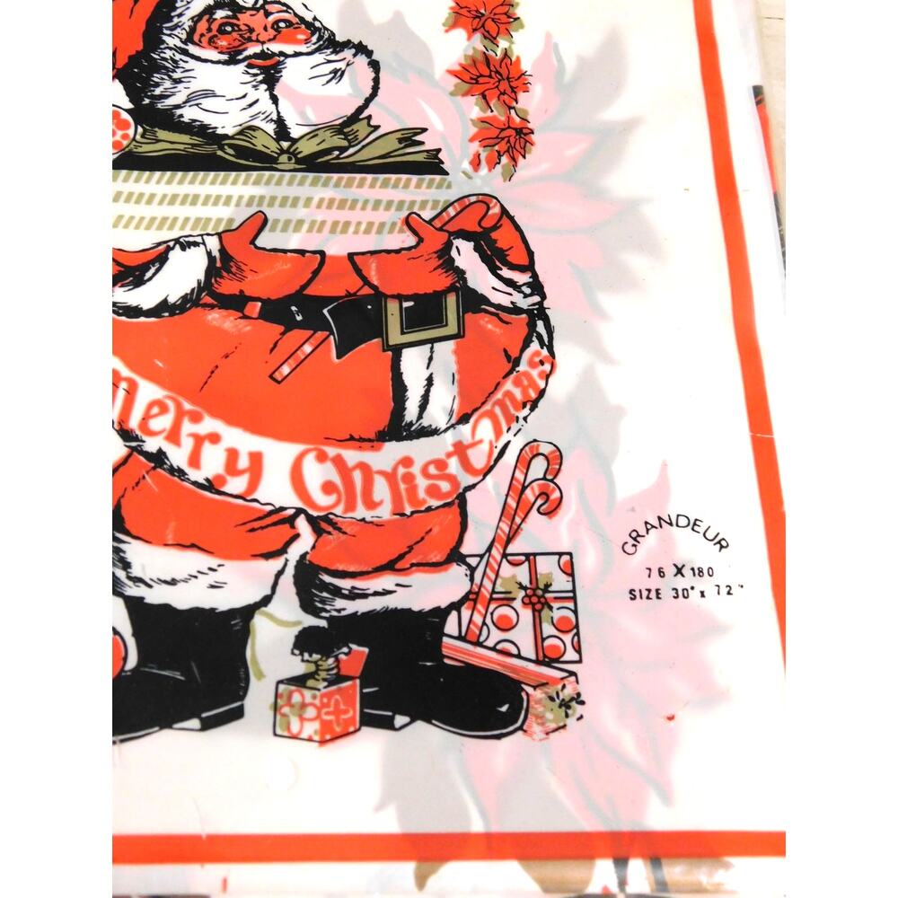 Vintage Christmas Door Cover Santa Claus Plastic Seasons Greetings Retro 30x60 - Picture 4 of 4